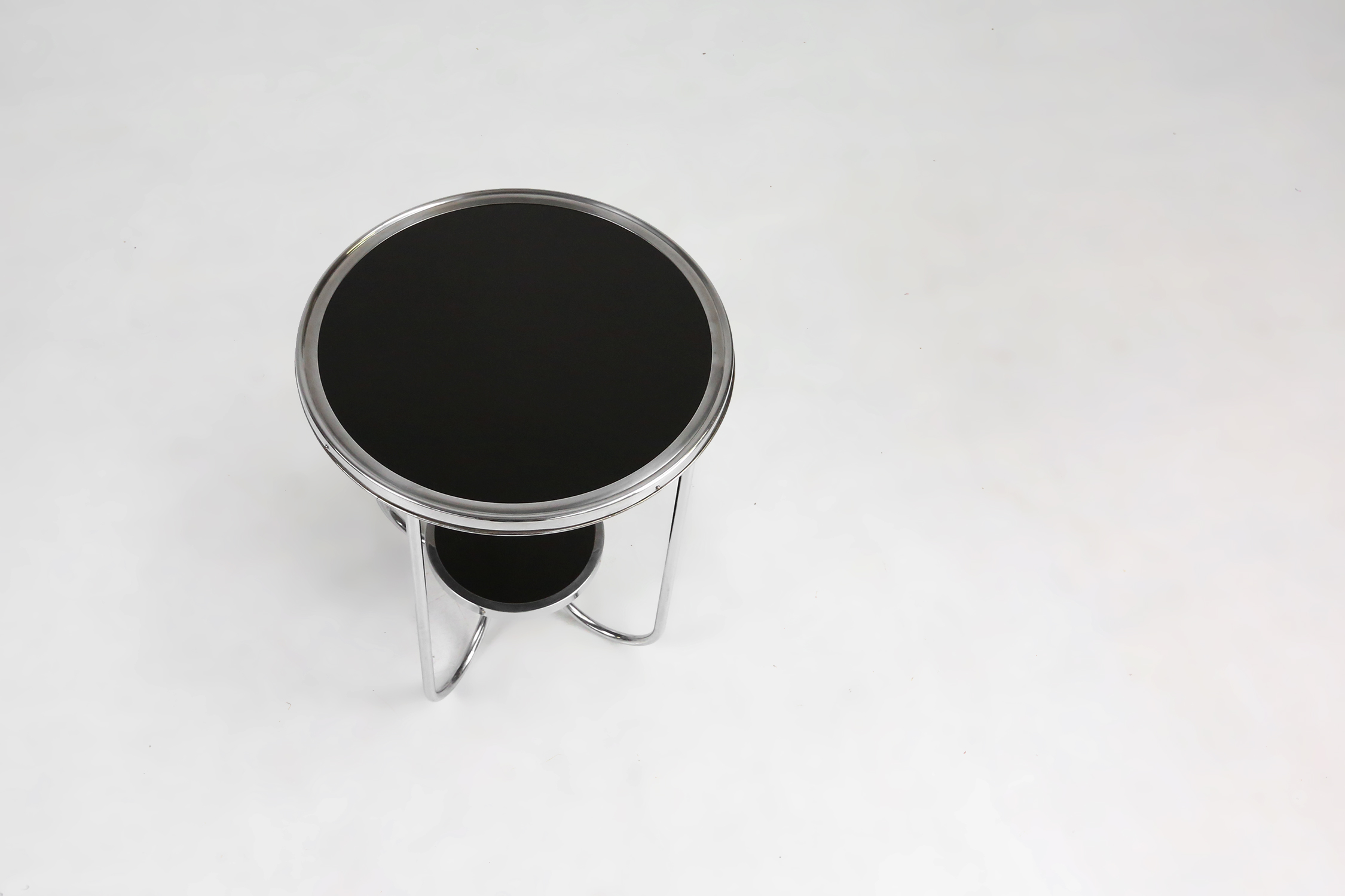 Bauhaus side table with chrome and black lacquered wood, Germany, 1930sthumbnail